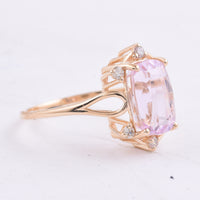 4.36 Ct Cushion Natural Kunzite 14K Gold Ring