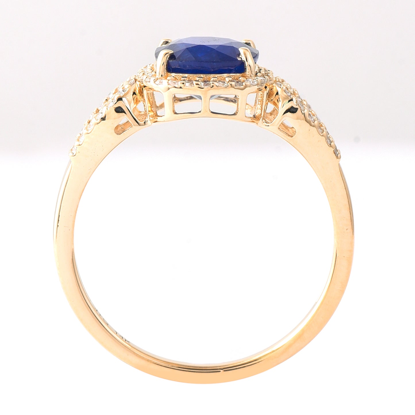 2.05 Ct Cushion Mixed Cut Natural Sapphire 14K Gold Ring