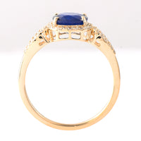 2.05 Ct Cushion Mixed Cut Natural Sapphire 14K Gold Ring