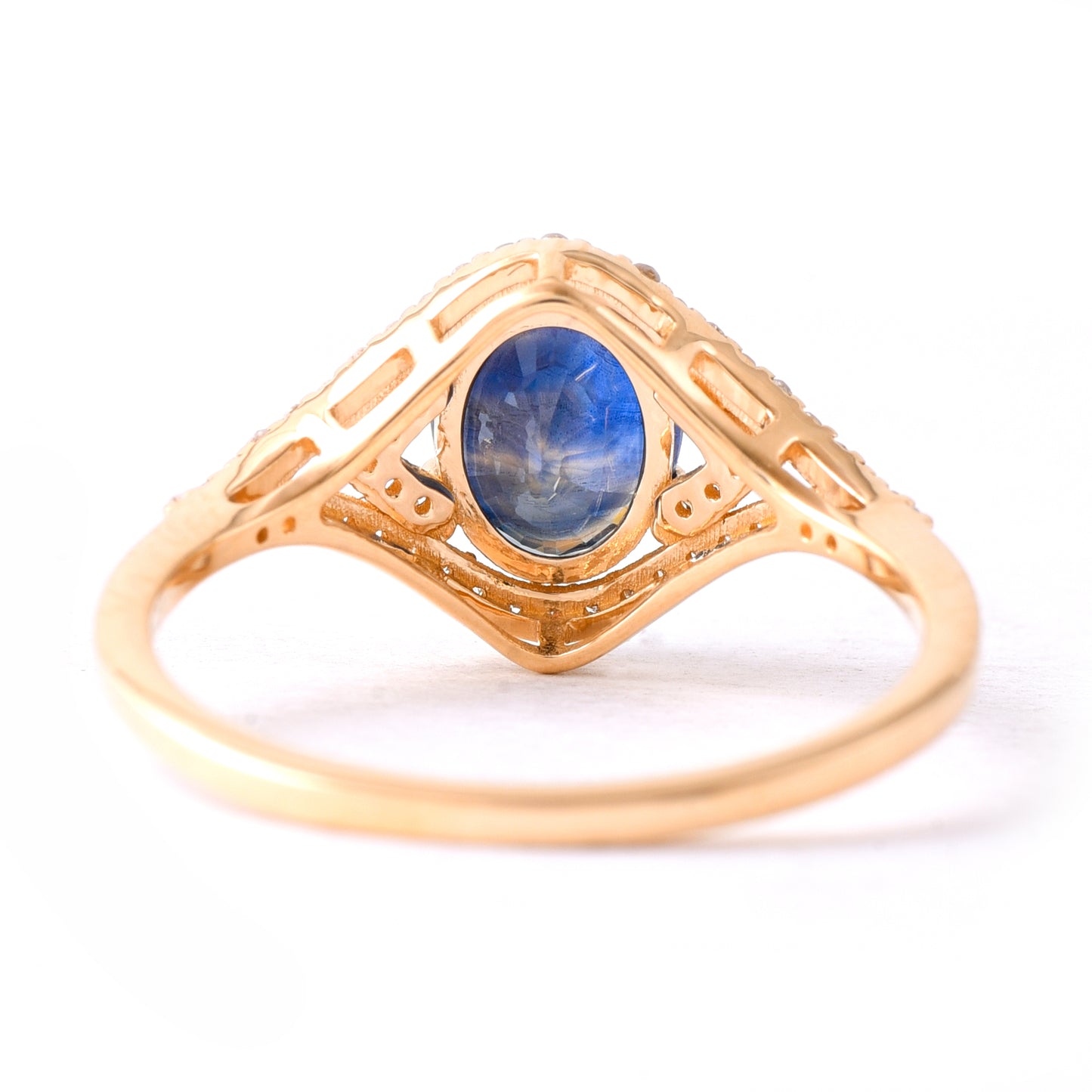 2.15 Ct Oval Mixed Cut Natural Sapphire 14K Gold Ring