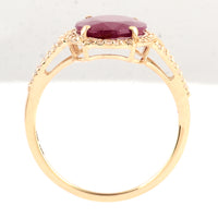 3.27 Ct Oval Mixed Cut Natural Corundum Ruby 14K Gold Ring