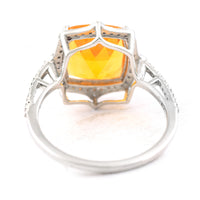2.78 Ct Cushion Mixed Cut Natural Fire Opal 950 Platinum Ring