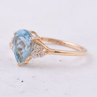 1.38 Ct Pear Natural Aquamarine 14K Gold Ring