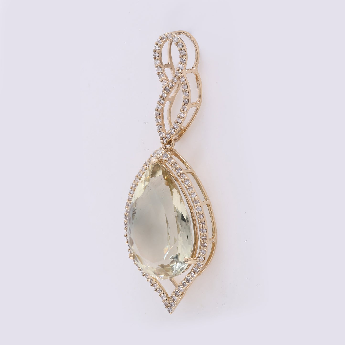 6.48 Ct Pear Mixed Cut Natural Plagioclase Feldspar Sunstone 14K Gold Pendant