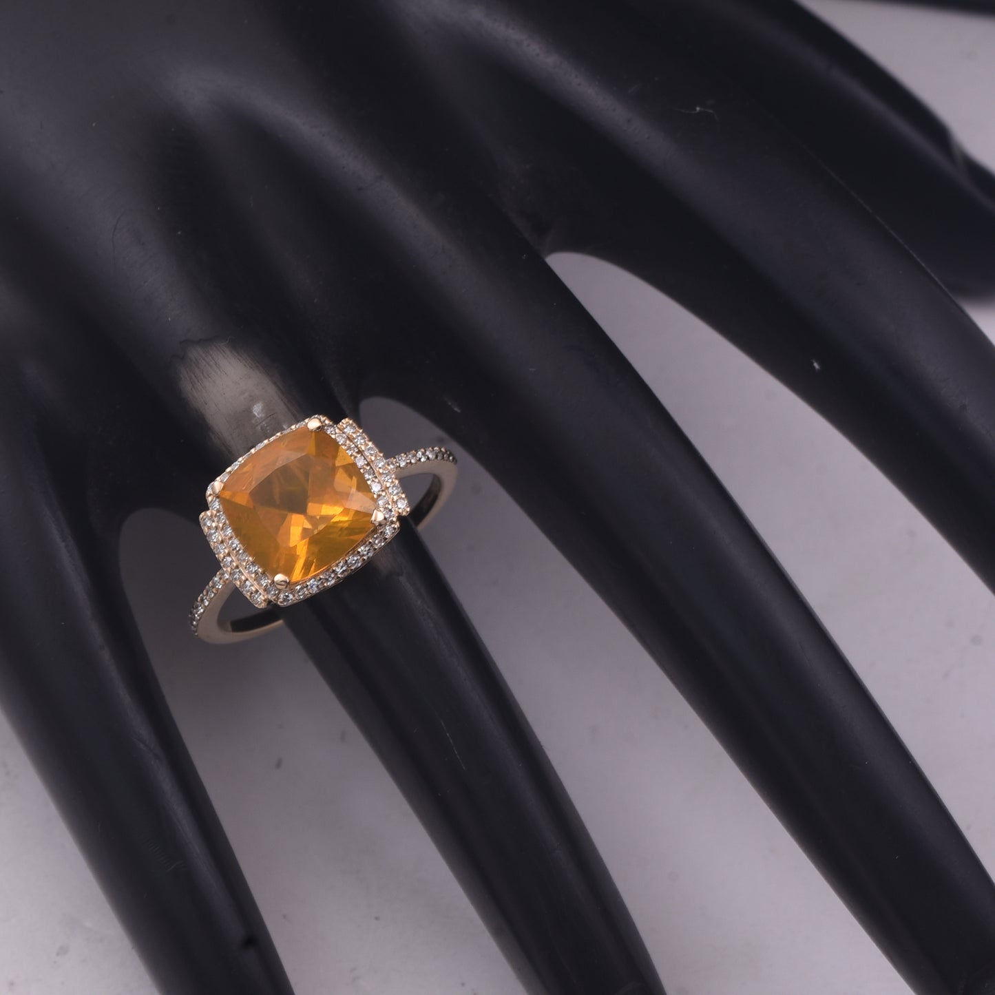 2.20 Ct Cushion Mixed Cut Natural Fire Opal 14K Gold Ring