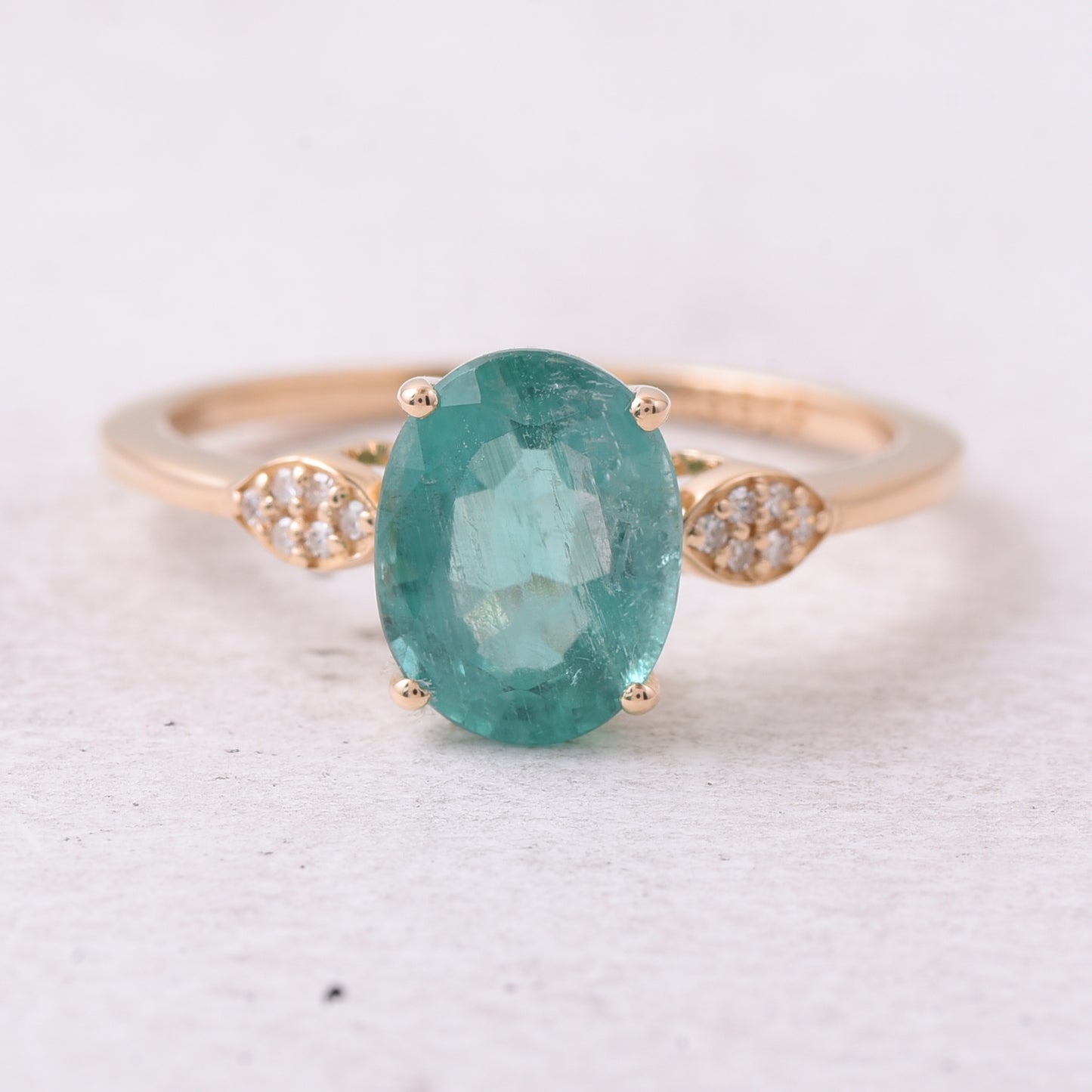 1.99 Ct Oval Natural Emerald 14K Gold Ring