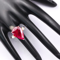 9.40 Ct Pear Cut Natural Corundum Ruby 18K Gold Ring