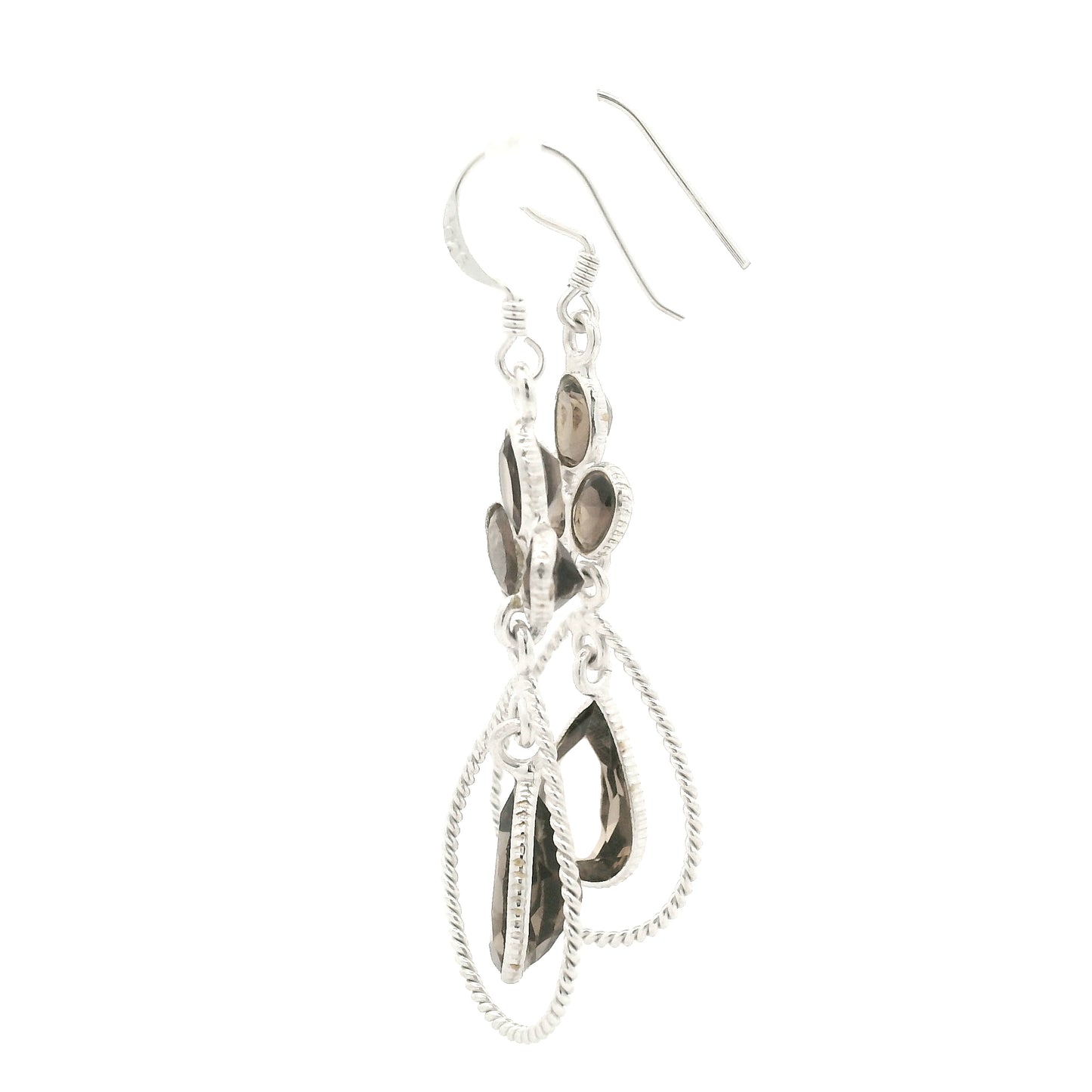 10.45 Ct Smoky Quartz 925 Sterling Silver Earrings