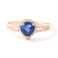 0.91 Ct Pear Mixed Cut Natural Sapphire 14K Gold Ring