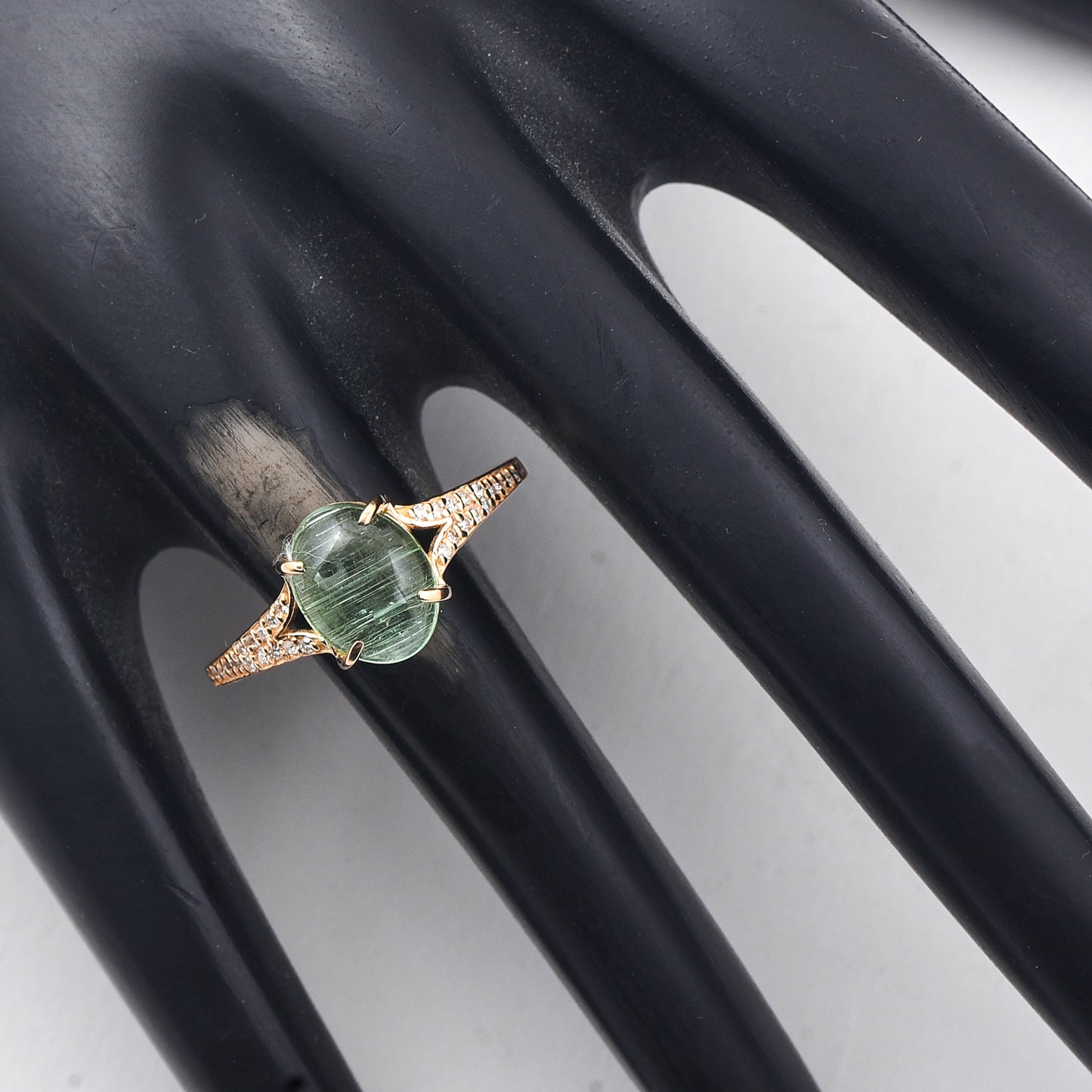 2.95 Ct Oval Cabochon Cut Natural Tourmaline 14K Gold Ring