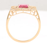 1.31 Ct Square Emerald Cut Natural Tourmaline 14K Gold Ring