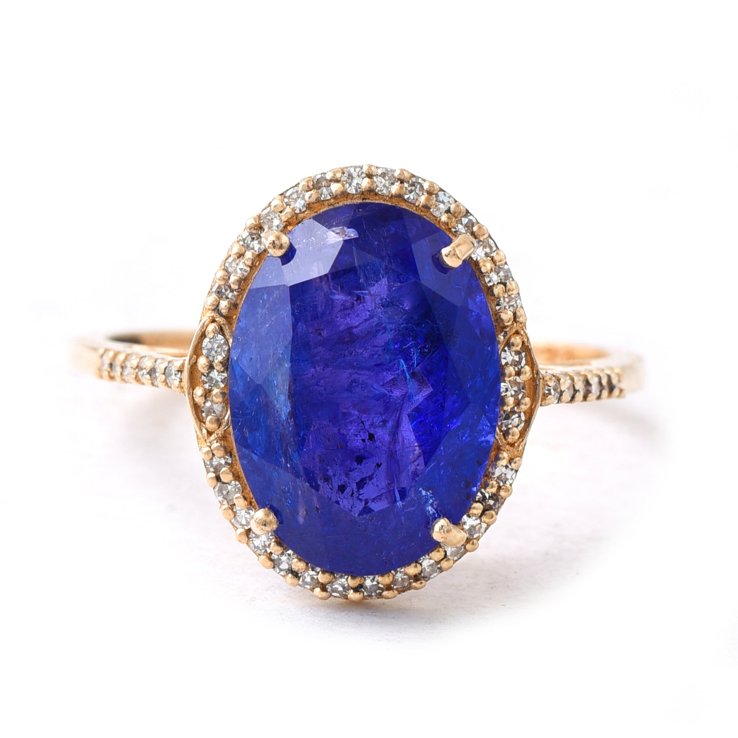 4.85 Ct Oval Tanzanite 14K Gold Ring