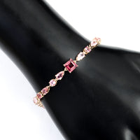 4.99 Ct Square Multi Tourmaline 14K Gold Bracelet