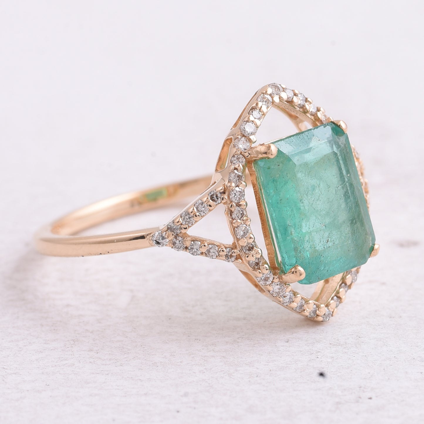 1.86 Ct Octagon Step Cut Natural Emerald 14K Gold Ring