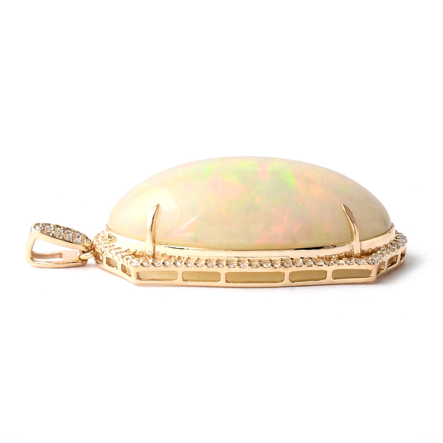 17.03 Ct Oval Cabochon Natural Opal 14K Gold Pendant