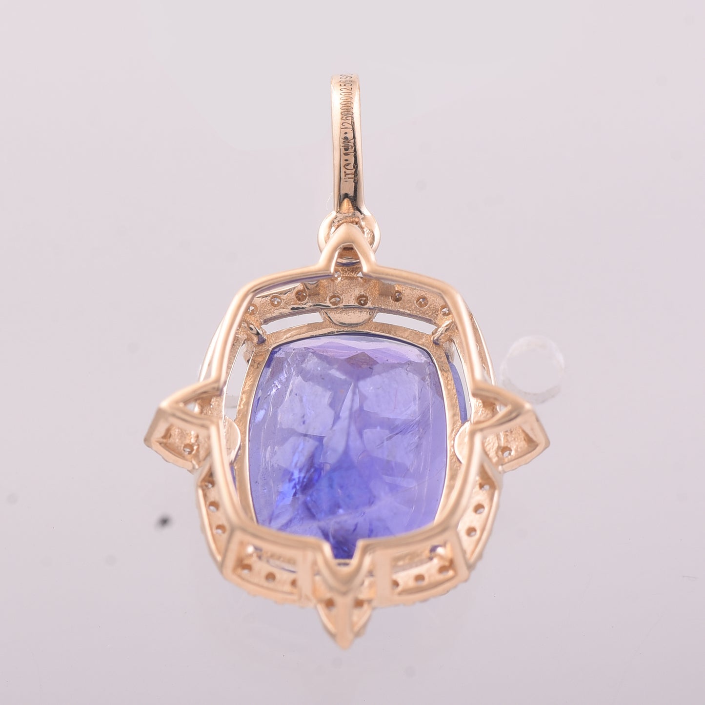 5.18 Ct Cushion Mixed Cut Natural Tanzanite 14K Gold Pendant