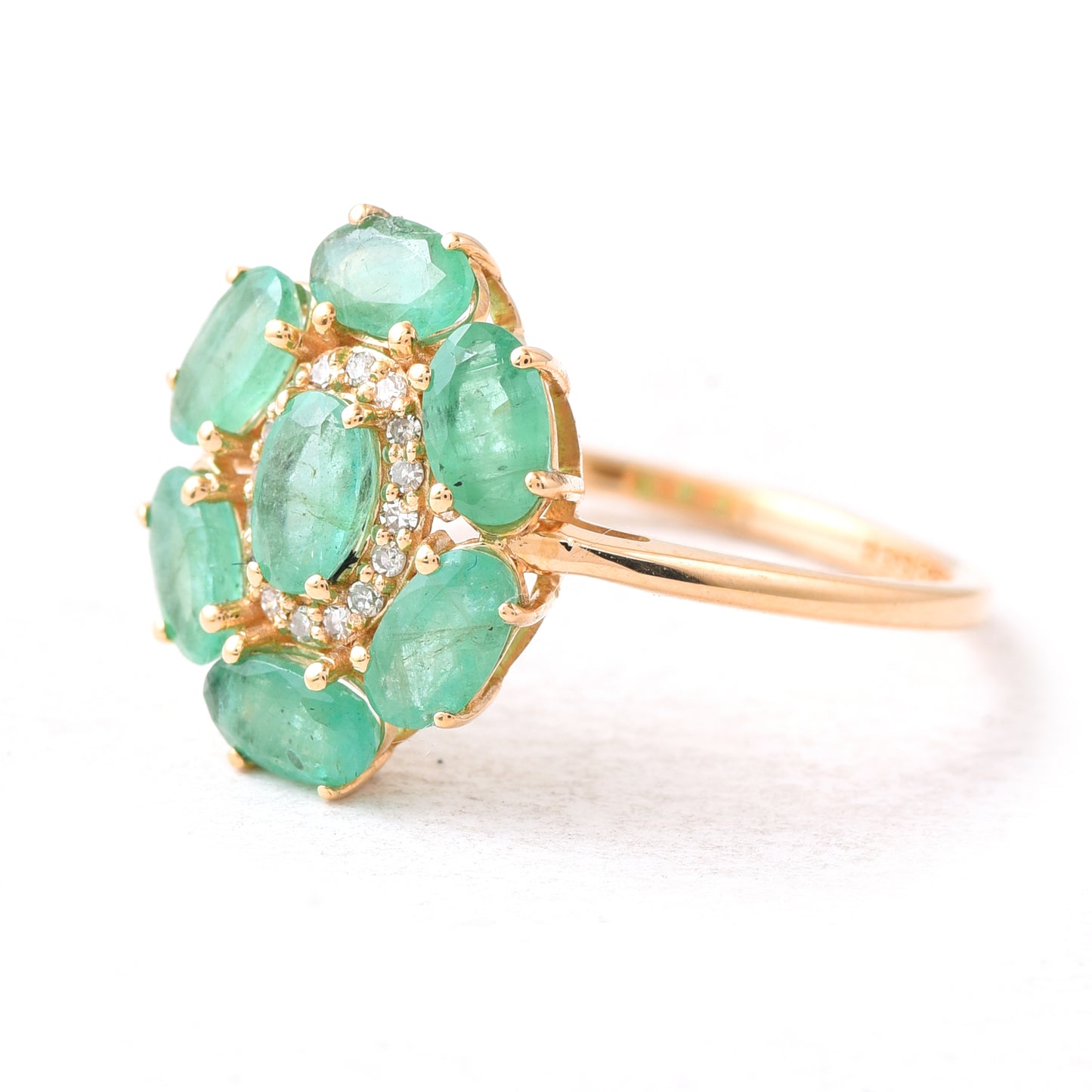 3.12 Ct Oval Mixed Cut Natural Emerald 14K Gold Ring