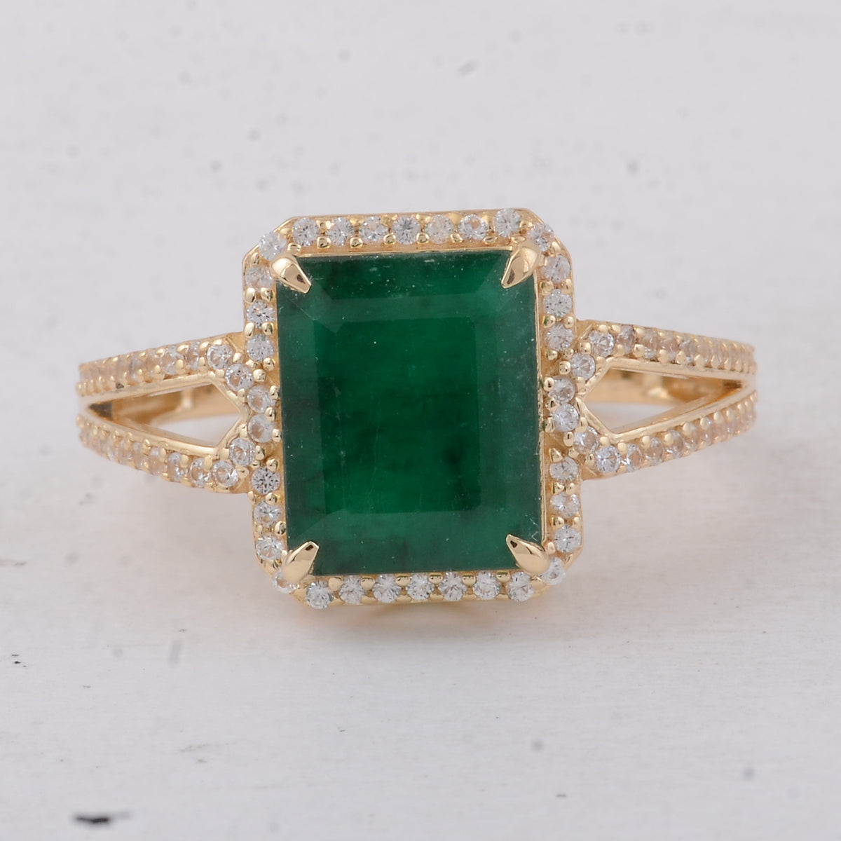 3.87 Ct Octagon Emerald 9K Gold Ring