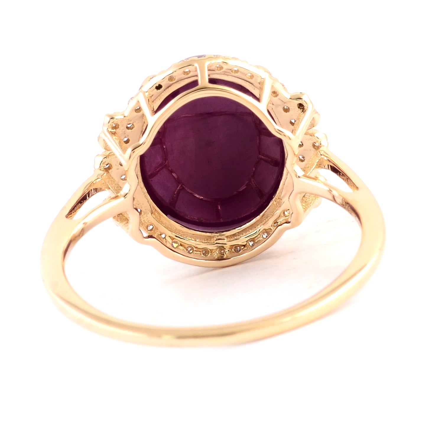 7.73 Ct Oval Cabochon Natural Corundum Ruby 14K Gold Ring