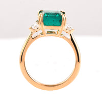 6.11 Ct Octagonal Step Cut Natural Beryl Emerald 18K Gold Ring
