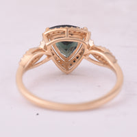 1.49 Ct Triangle Mixed Cut Natural Green Tourmaline 14K Gold Ring