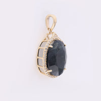 8.52 Ct Oval Mixed Cut Natural Sapphire 14K Gold Pendant