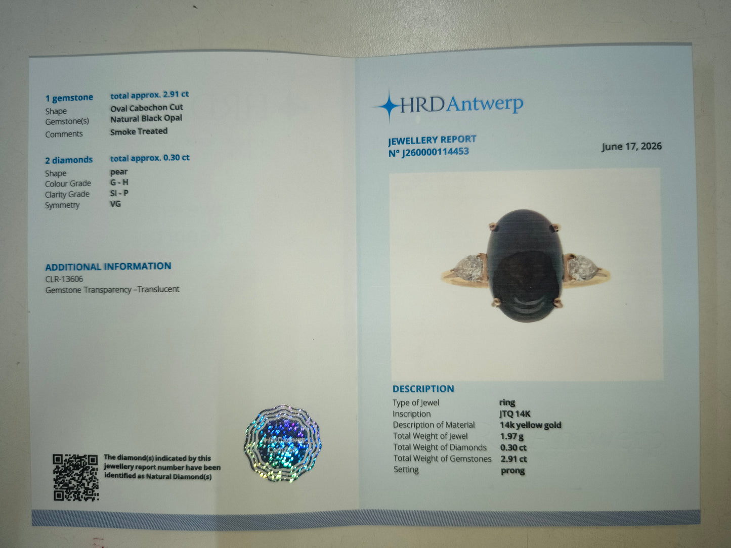 3.21 Ct Oval Cabochon Cut Natural Black Opal 14K Gold Ring