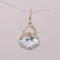 1.30 Ct Oval Aquamarine 9K Gold Pendant