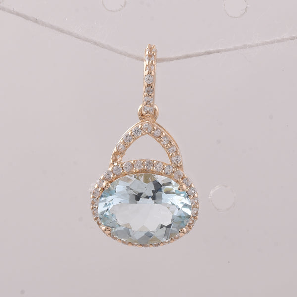 1.30 Ct Oval Aquamarine 9K Gold Pendant