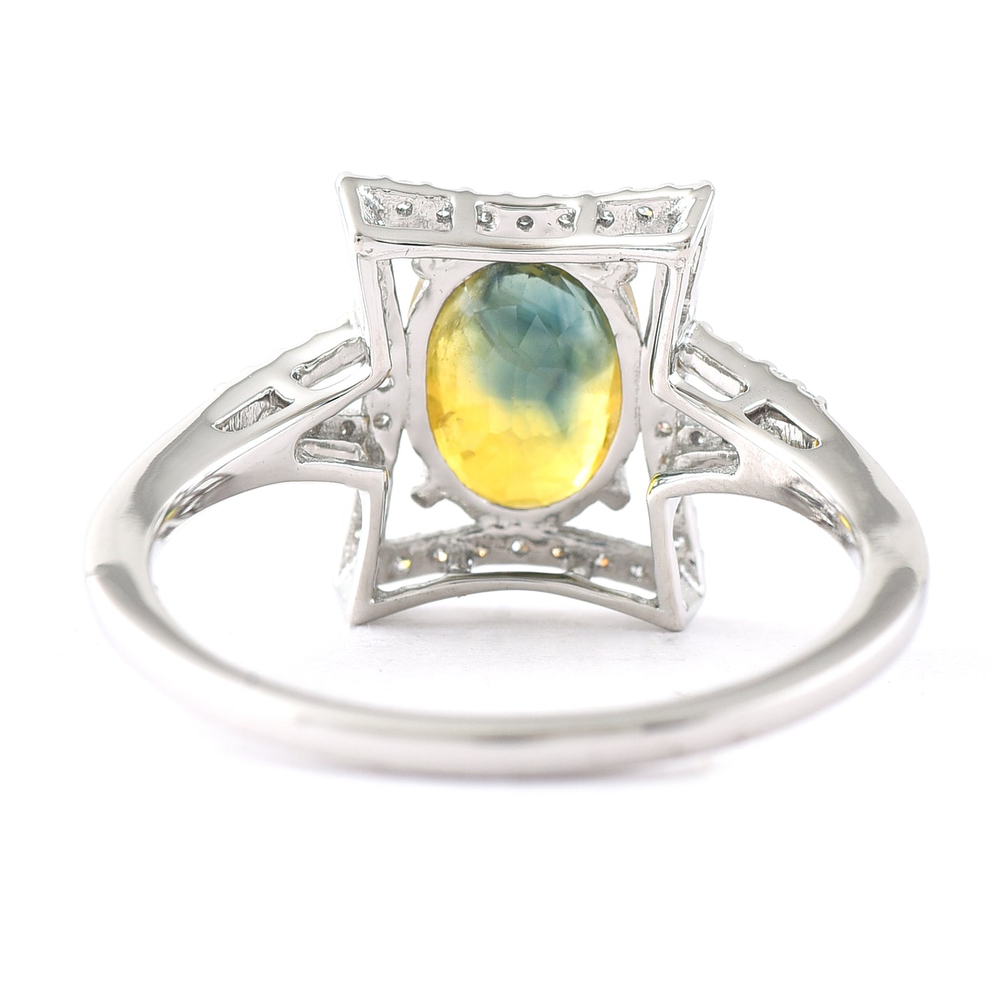1.80 Ct Oval Mixed Cut Natural Bi-Coloured Sapphire 950 Platinum Ring
