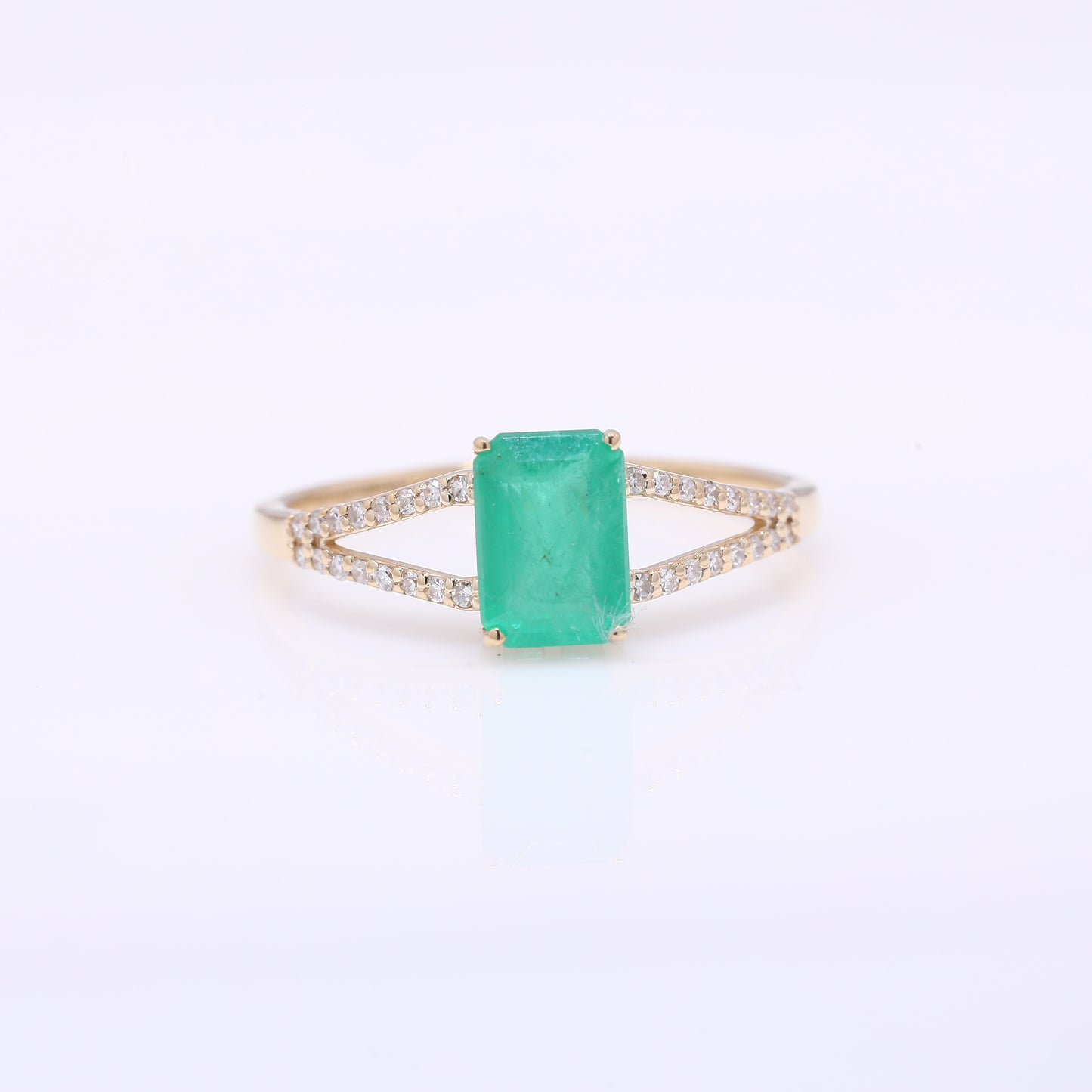 1.16 Ct Octagon Step Cut Natural Emerald 14K Gold Ring