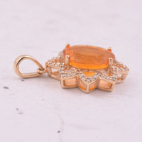 1.79 Ct Oval Mixed Cut Natural Fire Opal 14K Gold Pendant