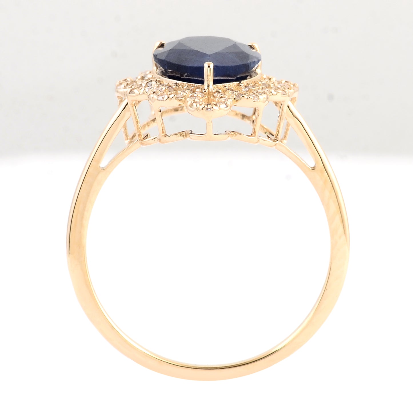 3.38 Ct Pear Mixed Cut Natural Corundum Sapphire 14K Gold Ring