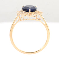 3.38 Ct Pear Mixed Cut Natural Corundum Sapphire 14K Gold Ring
