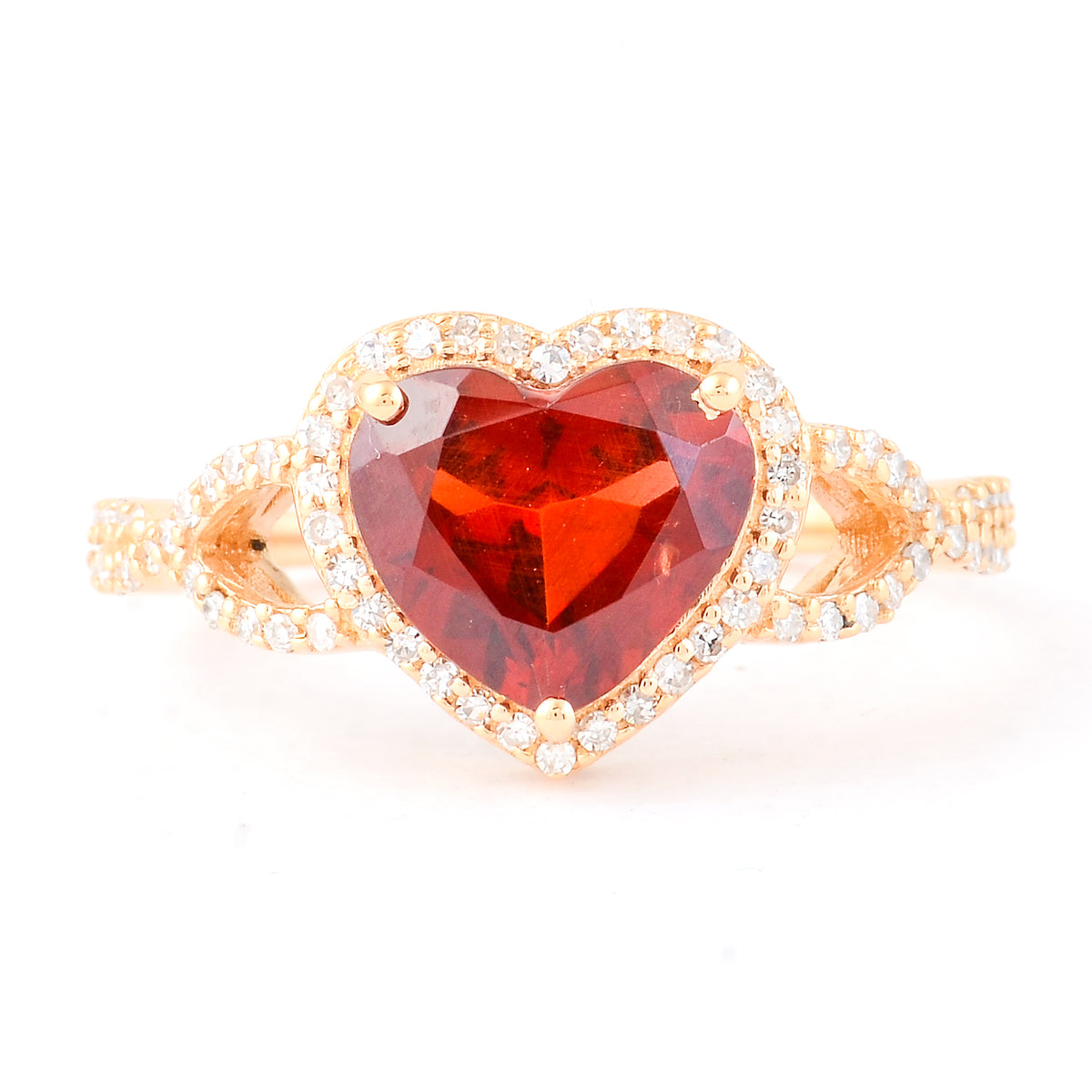 2.25 Ct Heart Mixed Cut Natural Garnet 14K Gold Ring
