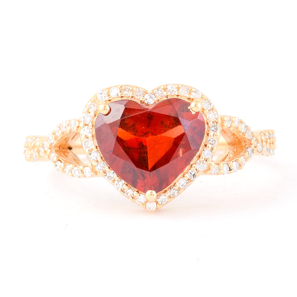 2.25 Ct Heart Mixed Cut Natural Garnet 14K Gold Ring