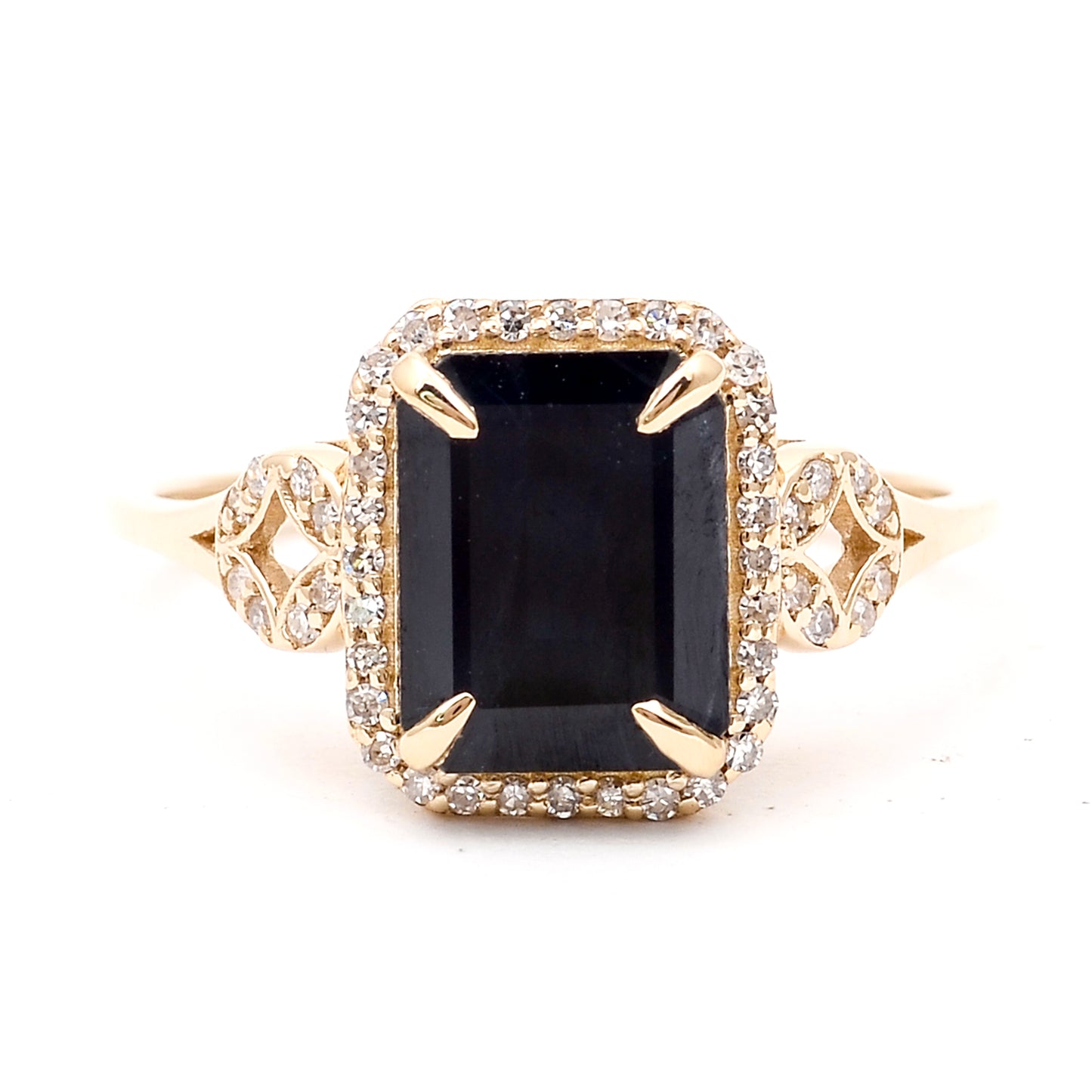 3.47 Ct Octagon Natural Sapphire 14K Gold Ring