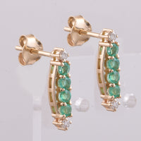 0.51 Ct Round Natural Emerald 14K Gold Earrings