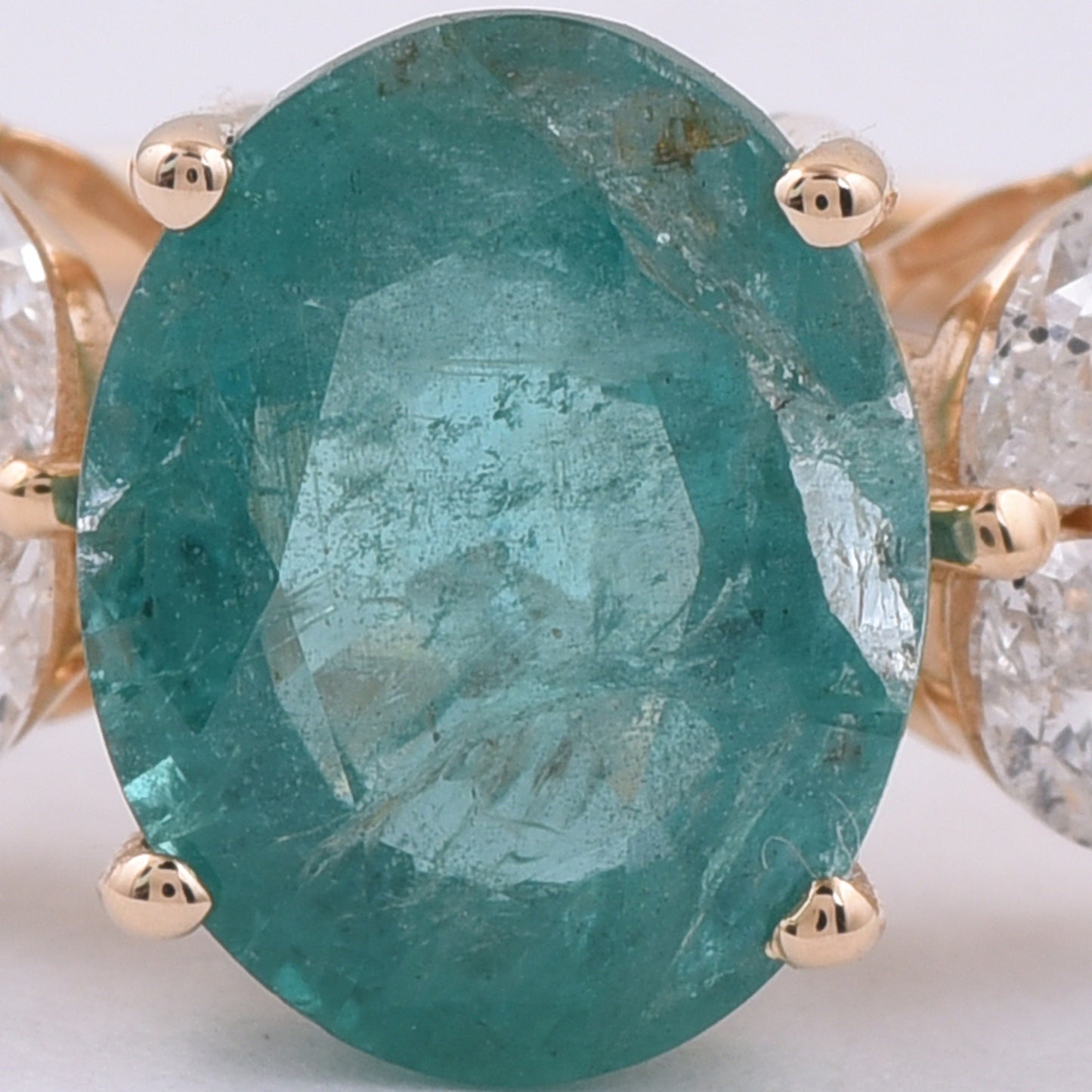 3.08 Ct Oval Natural Emerald 14K Gold Ring