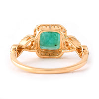 1.59 Ct Octagon Step Cut Natural Emerald 14K Gold Ring
