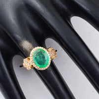 1.75 Ct Oval Mixed Cut Natural Emerald 14K Gold Ring