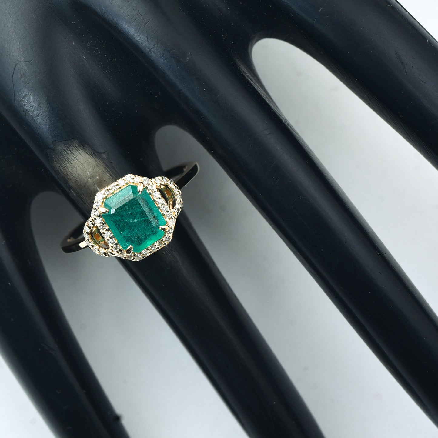 1.31 Ct Octagon Step Cut Natural Emerald 14K Gold Ring