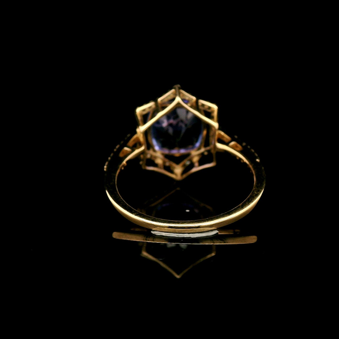 3.15 Ct Cushion Mixed Cut Natural Tanzanite 14K Gold Ring