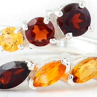1.73 Ct Round Garnet, Citrine, Amethyst, Cubic Zirconia 925 Sterling Silver Ring