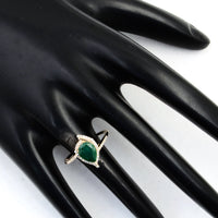 1.31 Ct Pear Mixed Cut Natural Beryl Emerald 14K Gold Ring