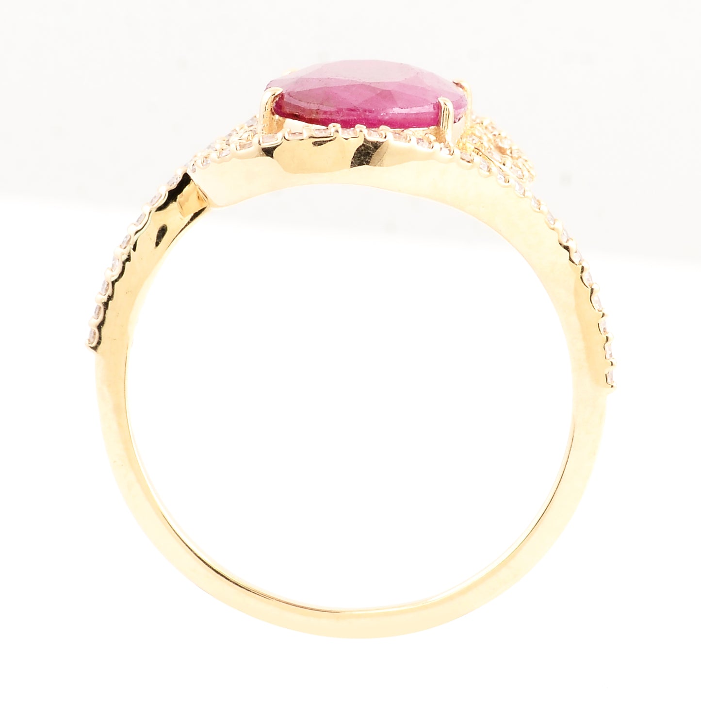 2.36 Ct Oval Mixed Cut Natural Corundum Ruby 14K Gold Ring