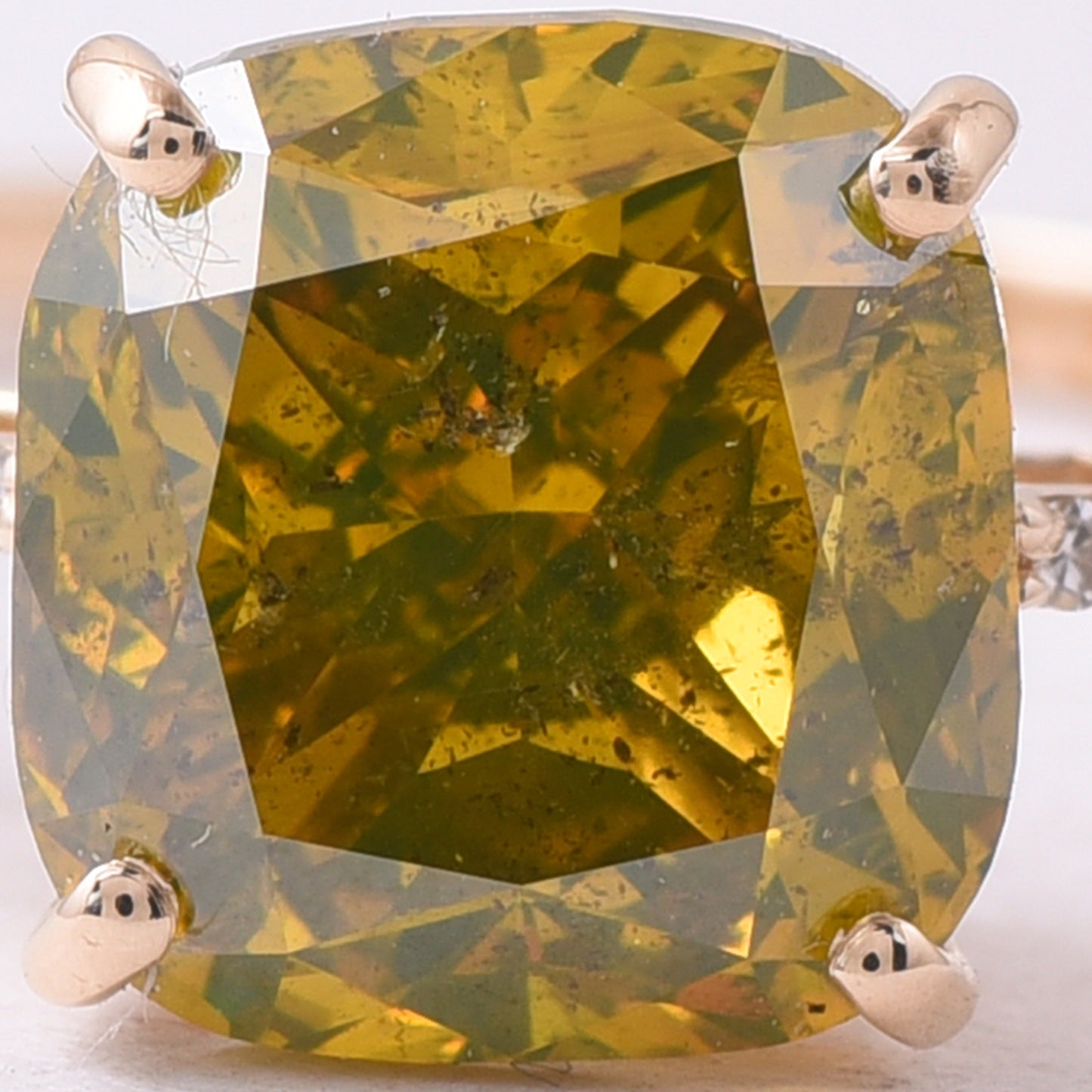 3.10 Ct Cushion Yellow Diamond 14K Gold Ring