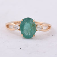 1.74 Ct Oval Natural Emerald 14K Gold Ring