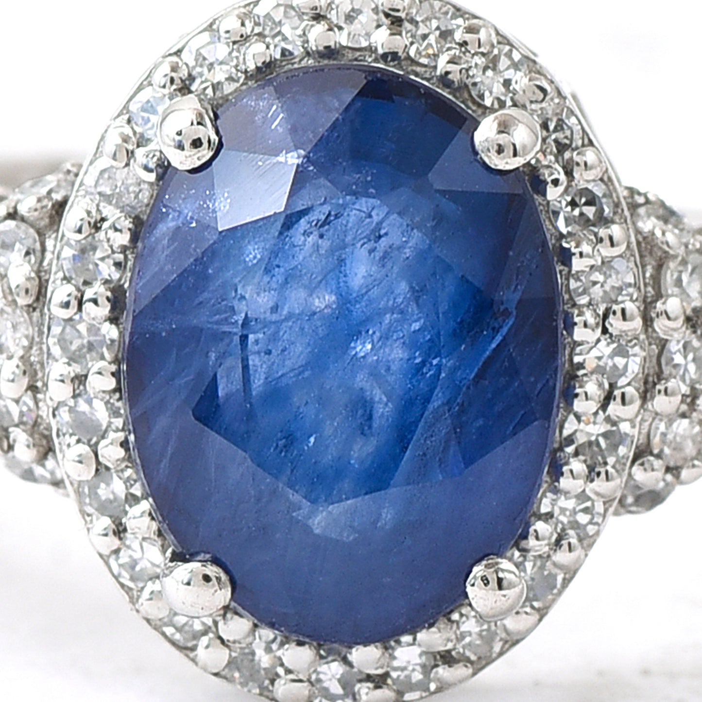 2.86 Ct Oval Mixed Cut Natural Sapphire 950 Platinum Ring