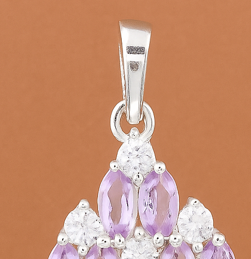 3.72 Ct Marquise Amethyst, Cubic Zirconia, 925 Sterling Silver Pendant